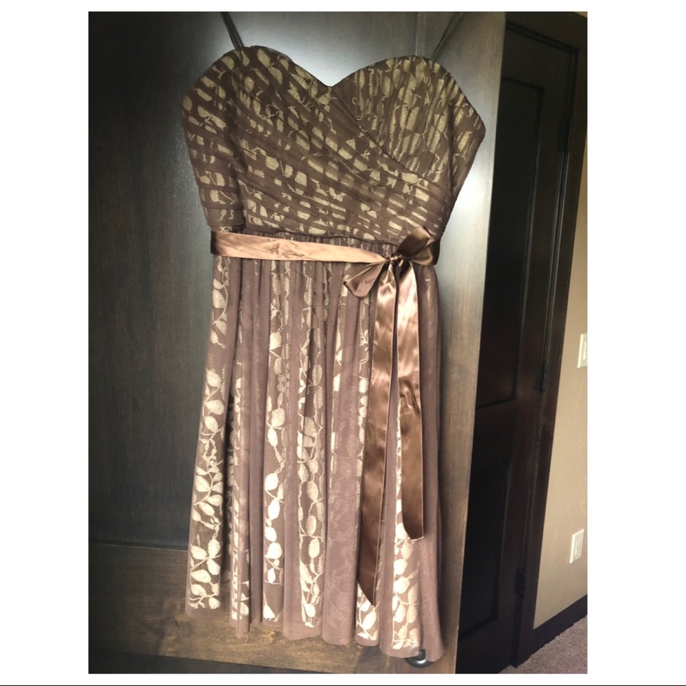 Max and Cleo ‘Janet’ strapless lace dress espresso